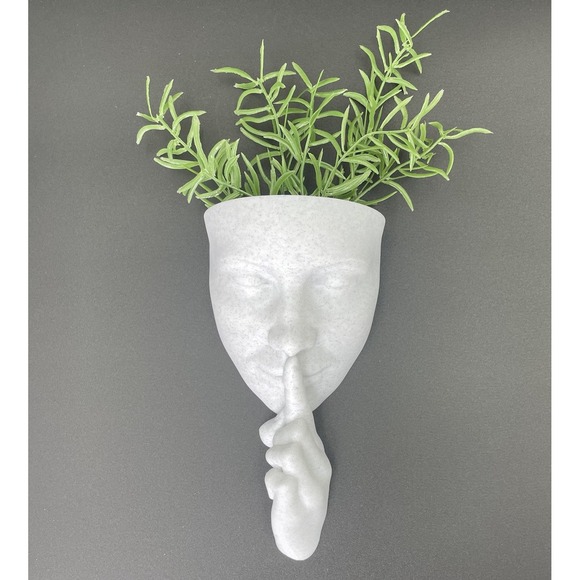Planter Wall Mounted 6.5 Inch Resin Face Wall Hanging Planter Pot - Marbled - Picture 1 of 12